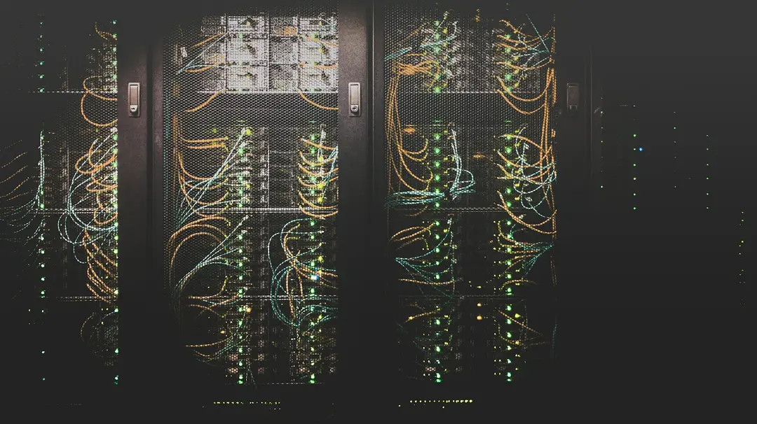 Server racks with status lights
