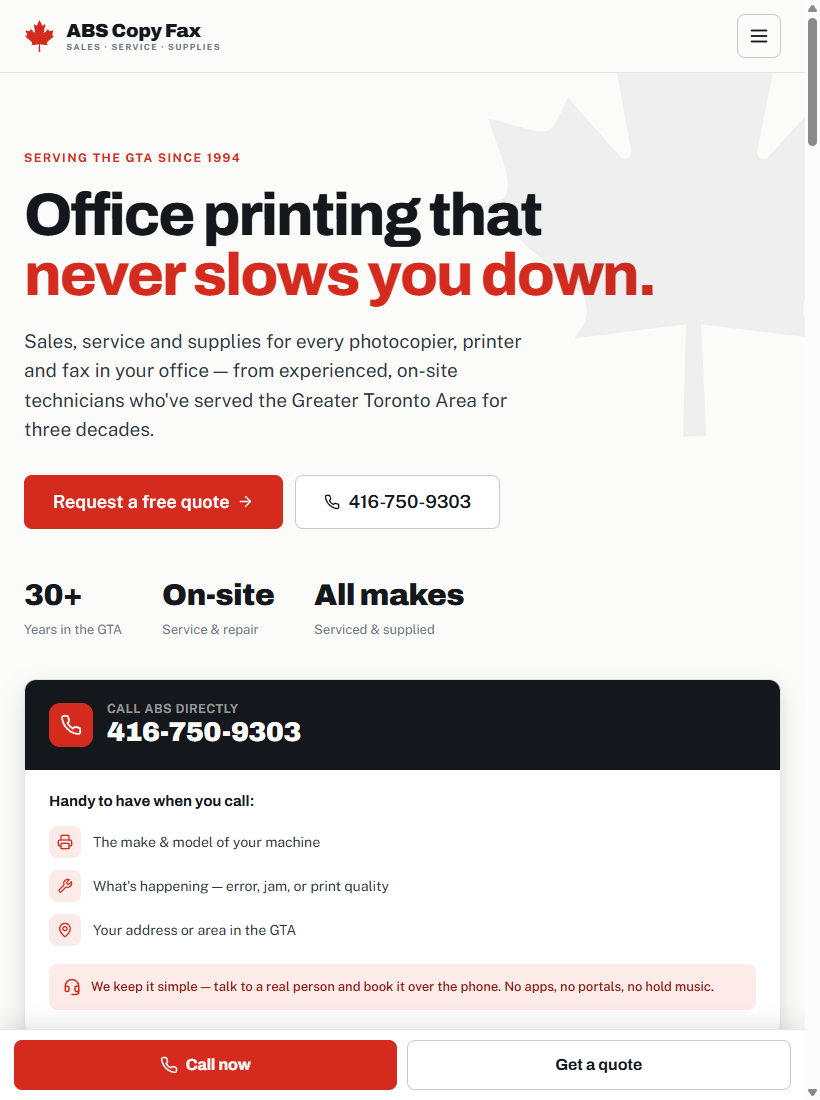ABS Copy Fax — tablet